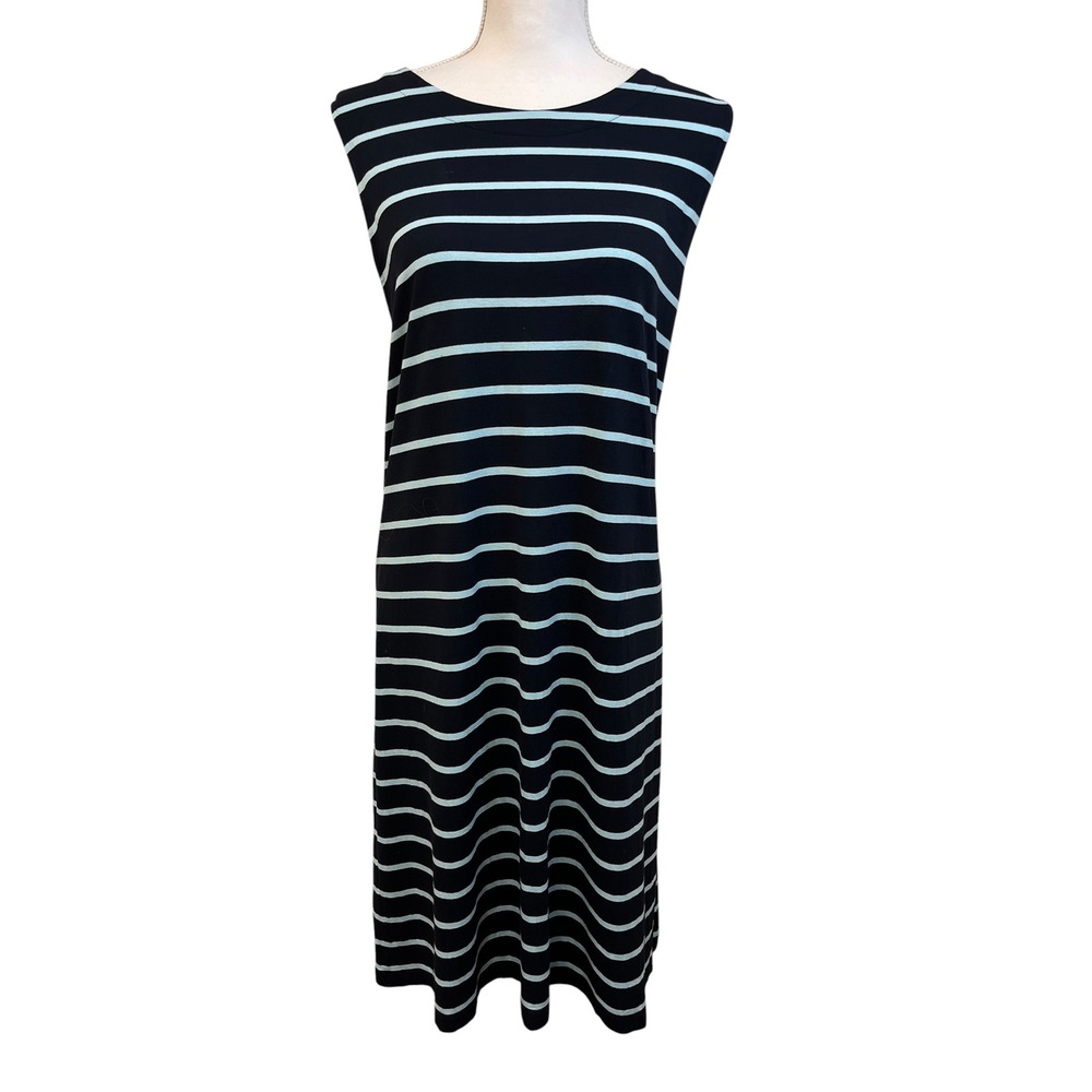 J JILL Wearever Stripe Maxi Dress XL Blue Sleeveless Casual Coastal Chic Comfort